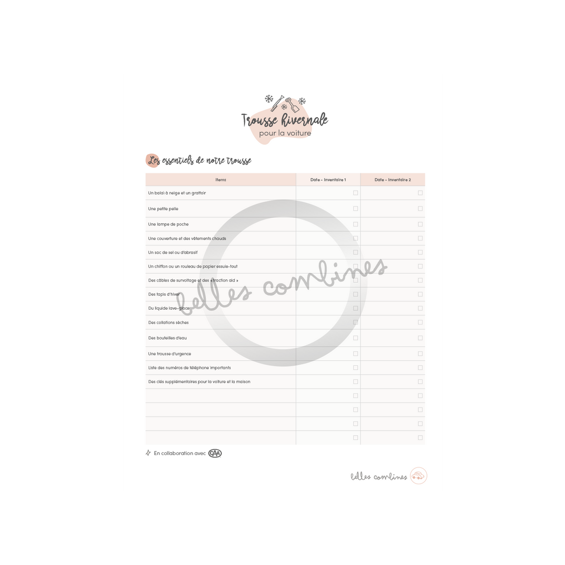 Trousse hivernale pour la voiture CAA